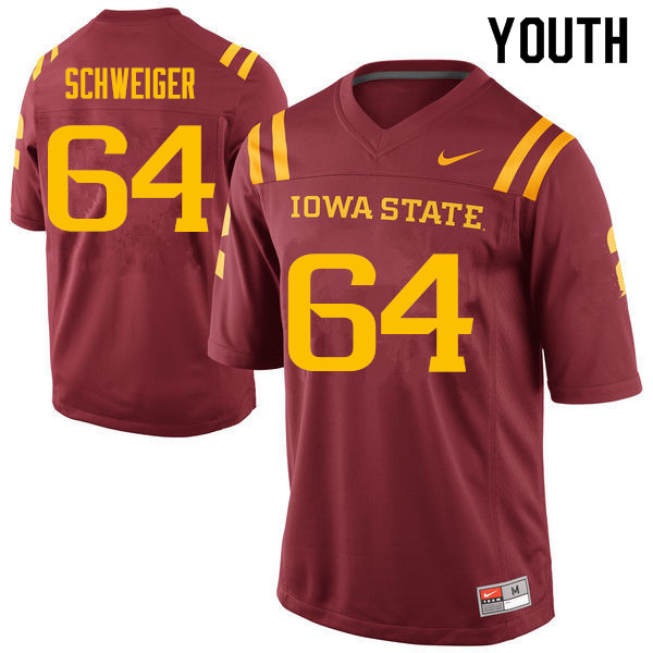 Youth #64 Derek Schweiger Iowa State Cyclones College Football Jerseys Sale-Cardinal